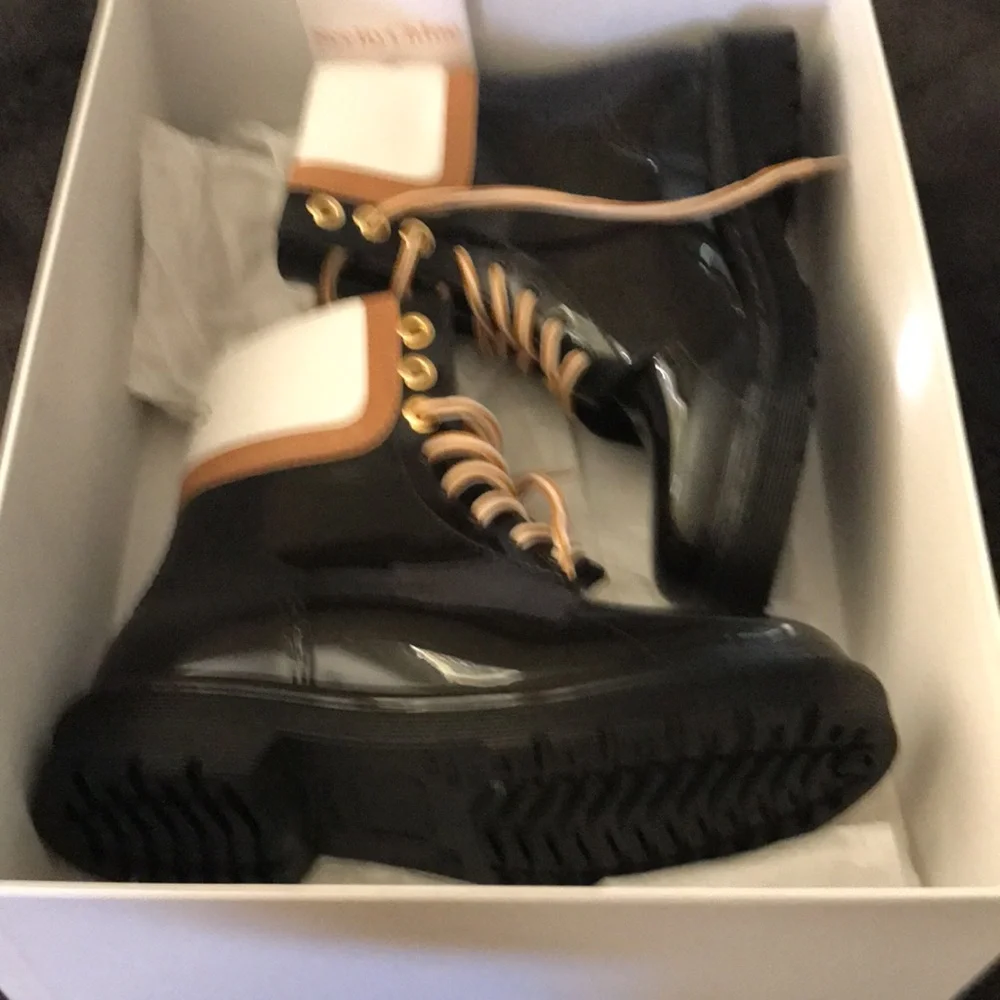 See By Chloe black patent leather rain boots New in box - Picture 8 of 9